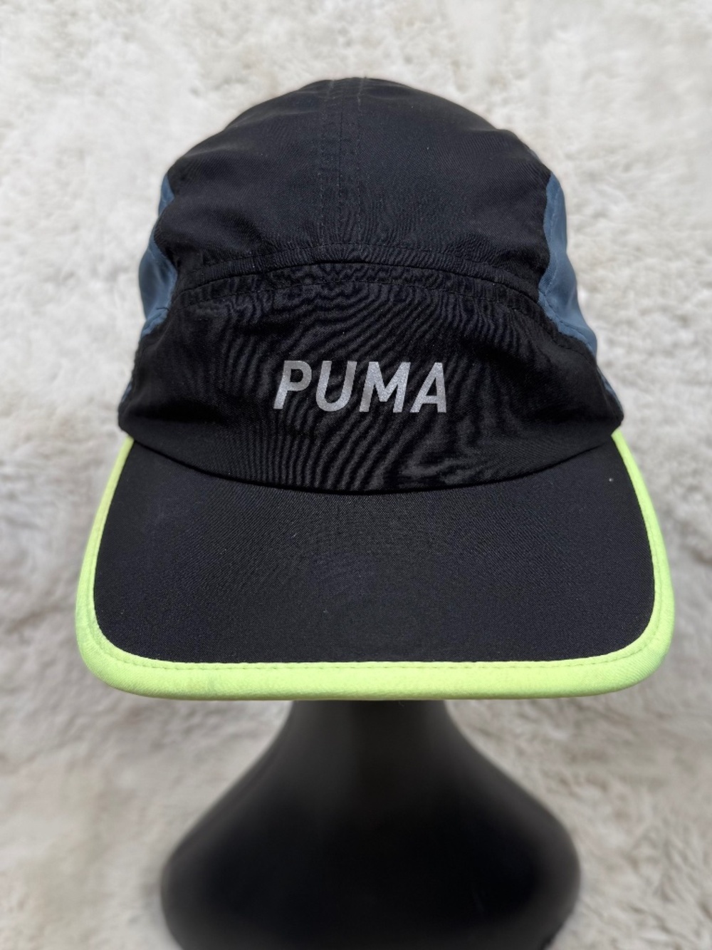 Puma Training Running Cap Five Panel Hoop and Loop Closure Black Grey Men's